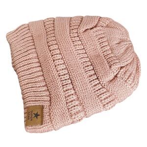 SALE Rose Pink Knitted Fleece Lined Beanie Hat